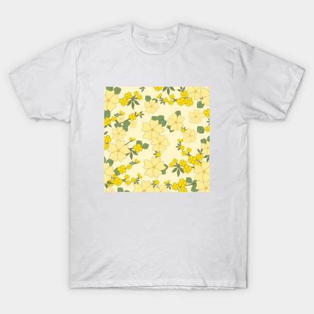 Yellow Floral Pattern T-Shirt by FloralPatterns